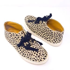 Charlotte Olympia Trista Leopard Print Calf Hair Sneakers Size 3.5
